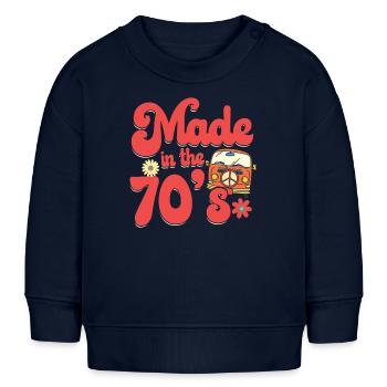 Made in the 70 s - Siebziger Hippie Retro - Baby Organic Sweatshirt Baby Changer von Stanley/Stella - Navy - Vorne