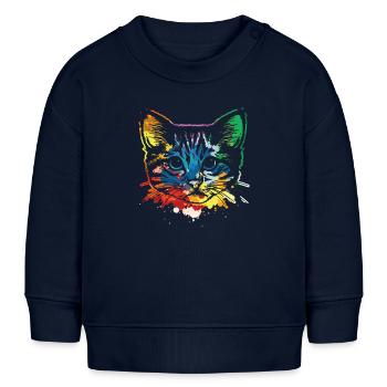 Katze Pop Art - Baby Organic Sweatshirt Baby Changer von Stanley/Stella - Navy - Vorne