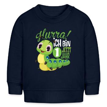 1 Geburtstag Kinder Raupe - Baby Organic Sweatshirt Baby Changer von Stanley/Stella - Navy - Vorne
