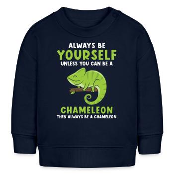 Caméléon sort drôle - Sweat bébé bio Stanley/Stella - bleu marine - Devant