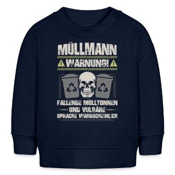 Müllmann Müllabfuhr Müllwerker Müllwagen Geschenk - Baby Organic Sweatshirt Baby Changer von Stanley/Stella - Navy - Vorne