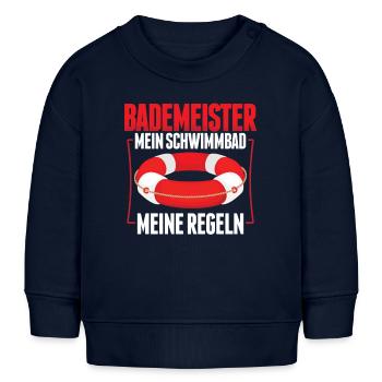 Bademeister Schwimmbad Freibad Hallenbad Geschenk - Baby Organic Sweatshirt Baby Changer von Stanley/Stella - Navy - Vorne