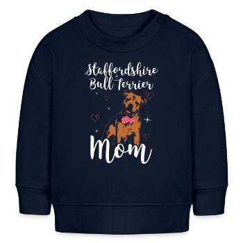 Staffordshire Bull Terrier Maman Chien Cadeau - Sweat bébé bio Stanley/Stella - bleu marine - Devant