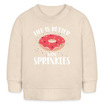 La vie est meilleure avec des saupoudrages | Amateur de beignets - Sweat bébé bio Stanley/Stella - écru doux - Devant