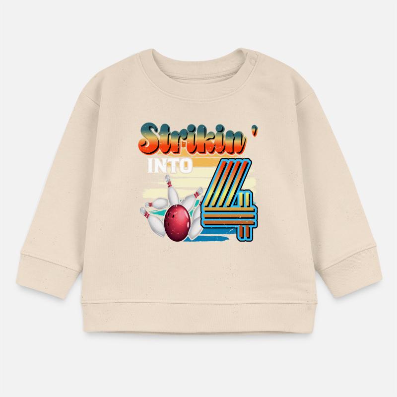 Strikin' Into 4 Bowling Bowler 4th Birthday Celebration Baby Sweatshirt by Stanley/Stella