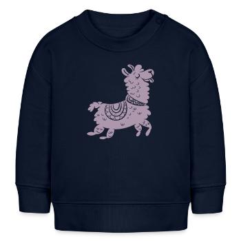 süßes Lama Alpaca - Baby Organic Sweatshirt Baby Changer von Stanley/Stella - Navy - Vorne