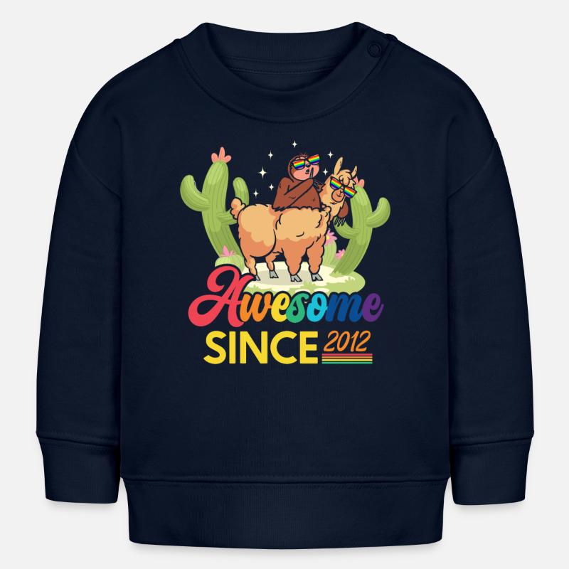 Génial depuis 2012 Année de naissance Anniversaire du mouton - Sweat bébé bio Stanley/Stella - bleu marine
