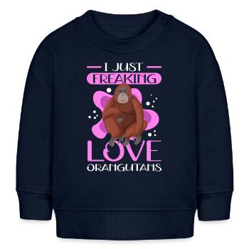 Orang-outan Orang-outan Singe Cadeau - Sweat bébé bio Stanley/Stella - bleu marine - Devant