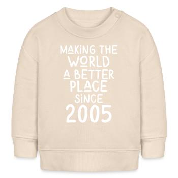 Rendre le monde meilleur depuis 2005 - Sweat bébé bio Stanley/Stella - écru doux - Devant
