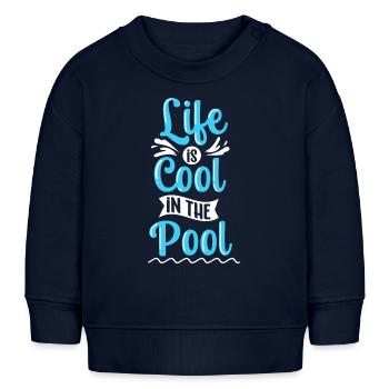 Das Leben Ist Cool Im Pool Schwimmen Sport - Baby Organic Sweatshirt Baby Changer von Stanley/Stella - Navy - Vorne