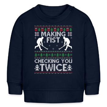 Hockey Ugly Christmas - Baby Organic Sweatshirt Baby Changer von Stanley/Stella - Navy - Vorne