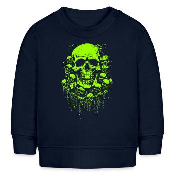 Les crânes verts visqueux abondent - Sweat bébé bio Stanley/Stella - bleu marine - Devant