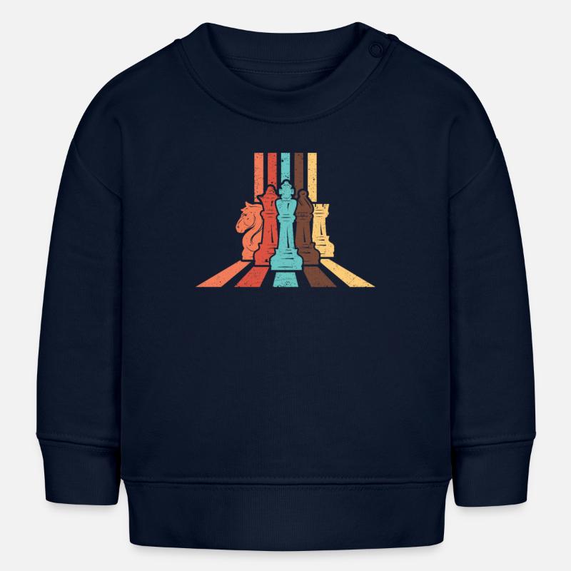 Pièces d’échecs Silhouettes Vintage Strategy Board - Sweat bébé bio Stanley/Stella - bleu marine