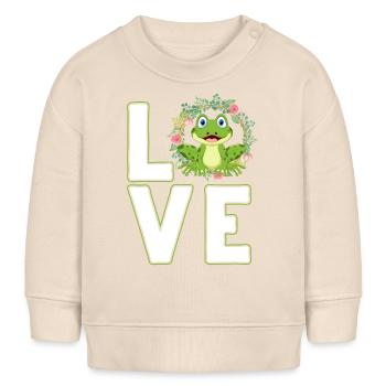 Grenouille avec l’amour de la grenouille et des dictons amusants - Sweat bébé bio Stanley/Stella - écru doux - Devant