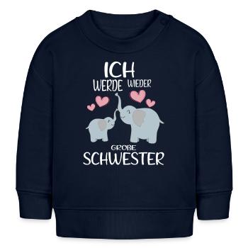 Ich werde wieder Große Schwester Ankündigung - Baby Organic Sweatshirt Baby Changer von Stanley/Stella - Navy - Vorne