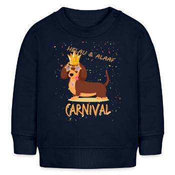 Teckel, Carnaval, Carnaval, Helau, Alaaf, Roi - Sweat bébé bio Stanley/Stella - bleu marine - Devant