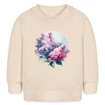 Lilas dessiné - Sweat bébé bio Stanley/Stella - écru doux - Devant