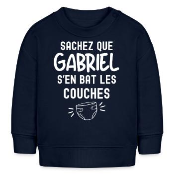 Bébé Gabriel s'en bat les couches - Sweat bébé bio Stanley/Stella - bleu marine - Devant