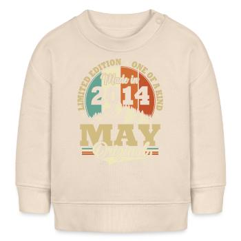 Millésime Mai 2014 Vintage Cadeau Anniversaire - Sweat bébé bio Stanley/Stella - écru doux - Devant