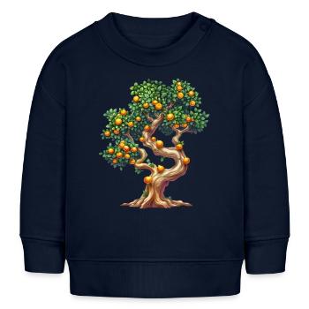 Orange Tree with Ripe Fruits Motif - Baby Sweatshirt by Stanley/Stella - navy - Front