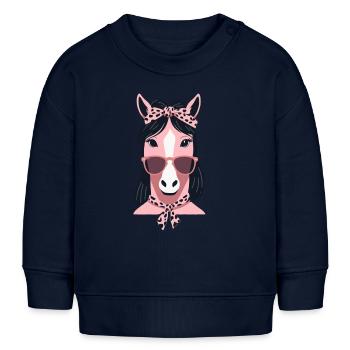 Mama Pferd Pferdeliebhaber Mutter Pferdemädchen - Baby Organic Sweatshirt Baby Changer von Stanley/Stella - Navy - Vorne