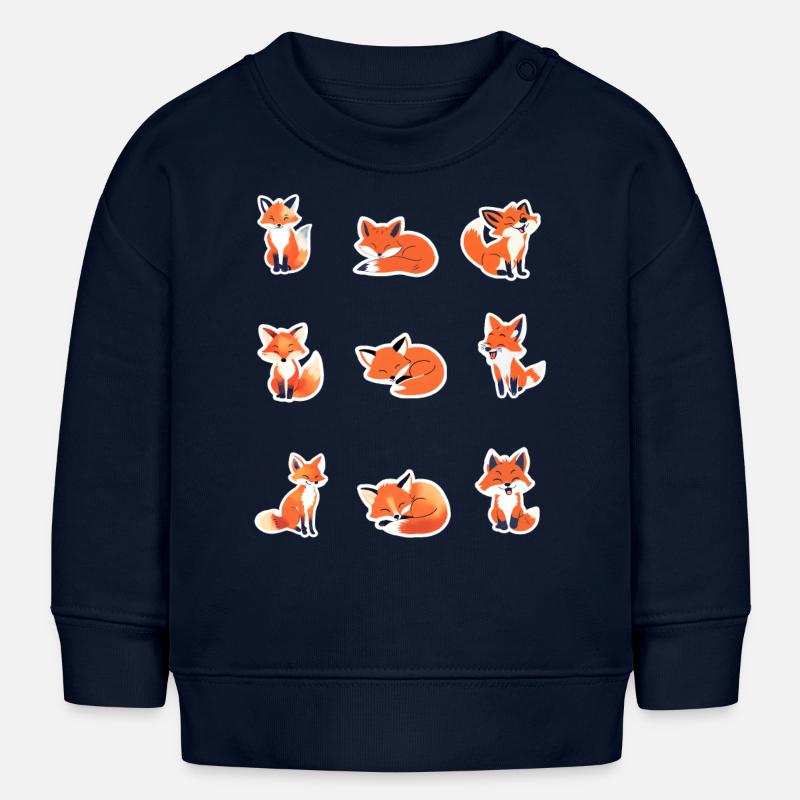 Petits renards - Renards mignons - Sweat bébé bio Stanley/Stella - bleu marine