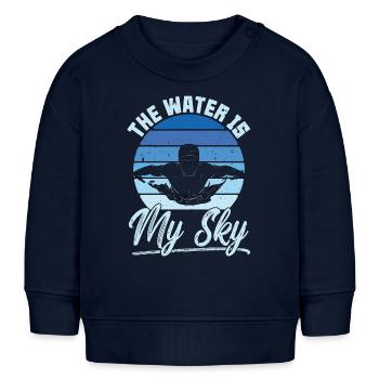 Swimmer The Water Is My Sky Loves Diving Swimmers - Baby Organic Sweatshirt Baby Changer von Stanley/Stella - Navy - Vorne