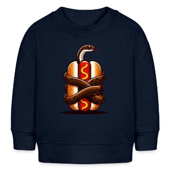 Hot-dog enveloppé de serpent - Sweat bébé bio Stanley/Stella - bleu marine - Devant