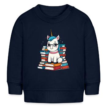 Mignon rat de bibliothèque licorne Créatures mythiques magiques - Sweat bébé bio Stanley/Stella - bleu marine - Devant