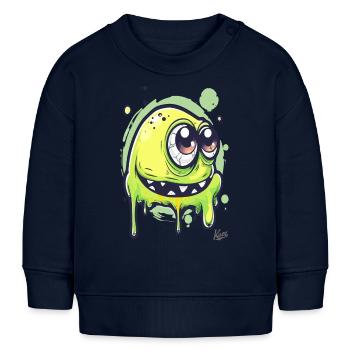 Drôle de monstre visqueux - Sweat bébé bio Stanley/Stella - bleu marine - Devant