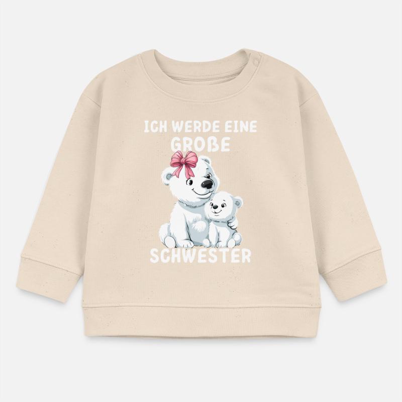 Ich werde eine große Schwester Eisbärin Baby Organic Sweatshirt Baby Changer von Stanley/Stella