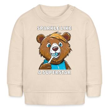 L’OURS BRILLE COMME UNE SUPERSTAR - Sweat bébé bio Stanley/Stella - écru doux - Devant