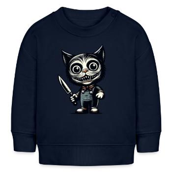 Creepy Cat Psycho Pet Halloween Decoration - Baby Sweatshirt by Stanley/Stella - navy - Front