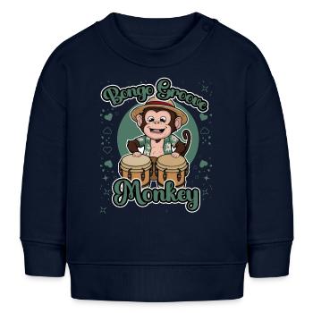 Bongo Groove Monkey Lustiges Trommeldesign - Baby Organic Sweatshirt Baby Changer von Stanley/Stella - Navy - Vorne