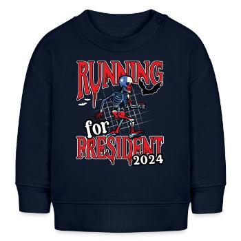 Drôle Halloween Courir Pour Le Président Squelette - Sweat bébé bio Stanley/Stella - bleu marine - Devant