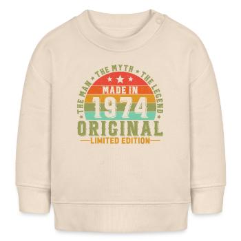 Vinatge 1974 Geburtstagsgeschenk - Baby Organic Sweatshirt Baby Changer von Stanley/Stella - Natur - Vorne