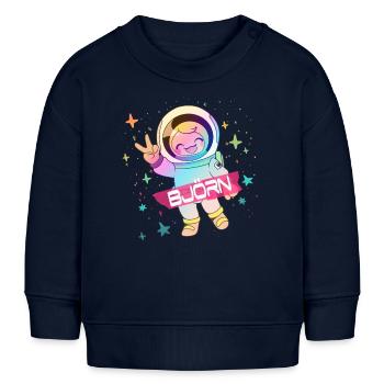 BJÖRN - Beautiful boy name with cute astronaut - Baby Sweatshirt by Stanley/Stella - navy - Front