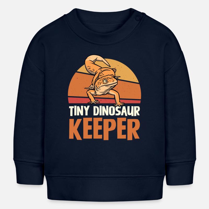 Tiny Dinosaur Keeper Retro Style - Baby Sweatshirt by Stanley/Stella - navy