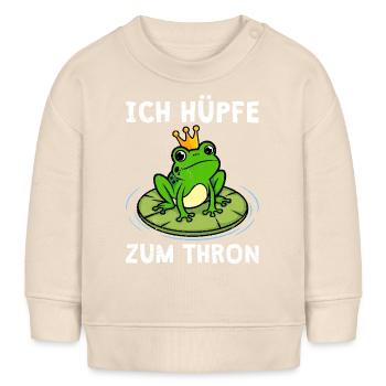 Karneval Frosch ICH HÜPFE ZUM THRON Lustiges - Baby Organic Sweatshirt Baby Changer von Stanley/Stella - Natur - Vorne