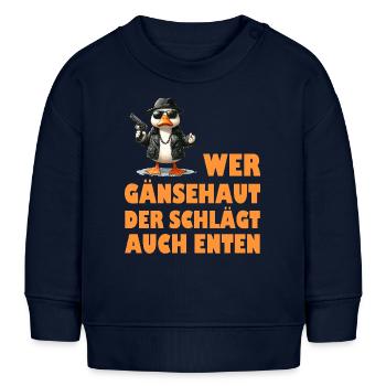 Faschingskostüm WER GÄNSEHAUT DER SCHLÄGT AUCH - Baby Organic Sweatshirt Baby Changer von Stanley/Stella - Navy - Vorne