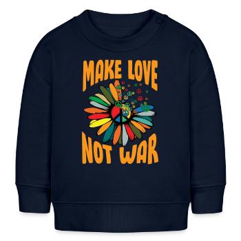 Make Love Not War Flowerpower Hippie - Baby Organic Sweatshirt Baby Changer von Stanley/Stella - Navy - Vorne