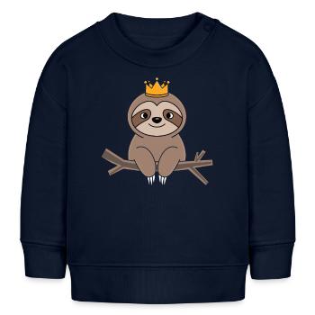 Königliches Faultier auf Ast mit Krone - Baby Organic Sweatshirt Baby Changer von Stanley/Stella - Navy - Vorne