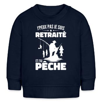 Ich kann nicht, ich bin im Ruhestand und habe gefischt - Baby Organic Sweatshirt Baby Changer von Stanley/Stella - Navy - Vorne