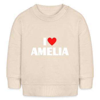 I love Amelia Rotes Herz Liebe Fan Geschenk - Baby Organic Sweatshirt Baby Changer von Stanley/Stella - Natur - Vorne