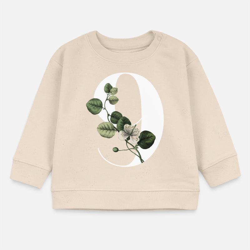 Nummer 9 Blumengrün -9. Blumengeburtstag Baby Organic Sweatshirt Baby Changer von Stanley/Stella