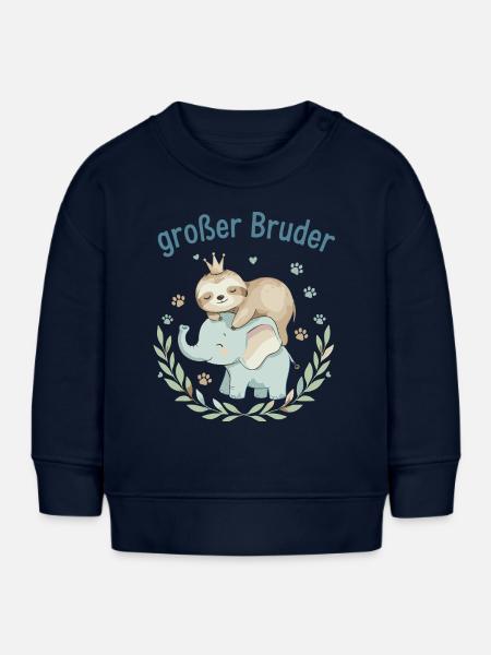 Großer Bruder Faultier & Elefant - Baby Organic Sweatshirt Baby Changer von Stanley/Stella - Navy
