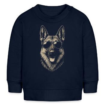 Deutscher Schäferhund Sonnenbrille Coole Illustration - Baby Organic Sweatshirt Baby Changer von Stanley/Stella - Navy - Vorne