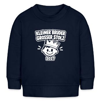 Kleiner Bruder Grosser Stolz 2027 – Geschwister - Baby Organic Sweatshirt Baby Changer von Stanley/Stella - Navy - Vorne