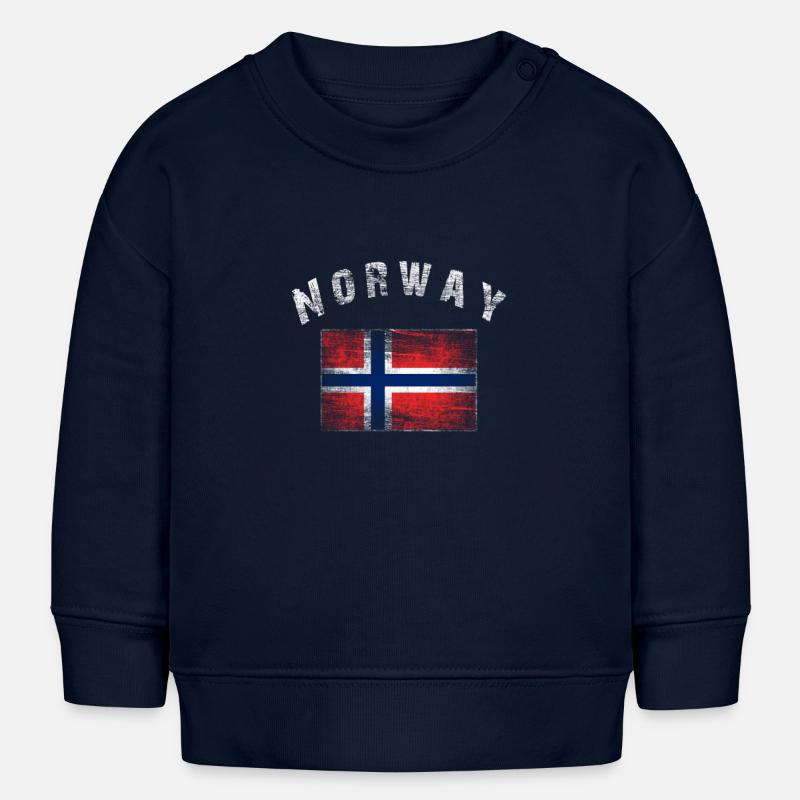 Drapeau norvégien norvégien - dessin - Sweat bébé bio Stanley/Stella - bleu marine