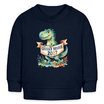 Großer Bruder 2027 Dinosaurier - Baby Organic Sweatshirt Baby Changer von Stanley/Stella - Navy - Vorne
